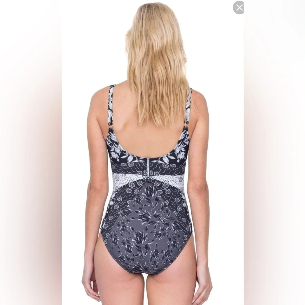 NWT GOTTEX Camellia‎ Square Neck One Piece Swimsuit!